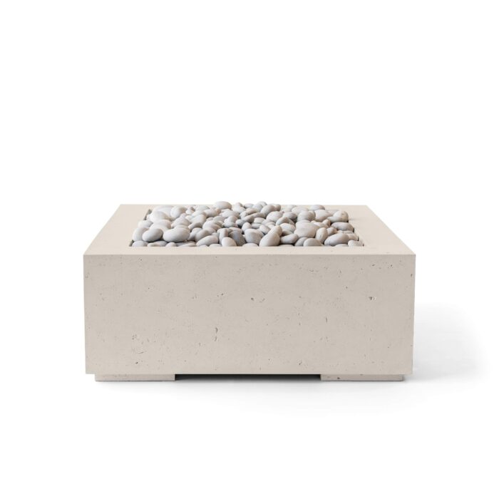 Concrete fire pit with pebbles on a white background