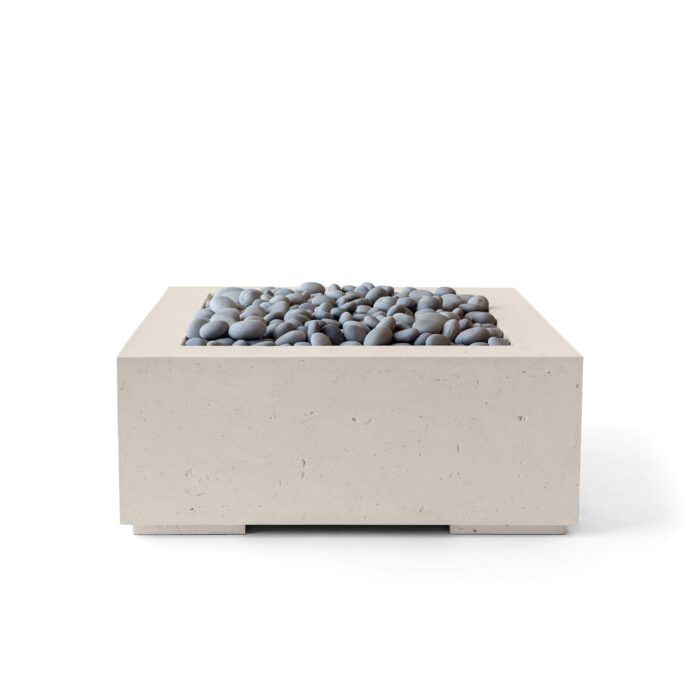 Concrete fire pit with pebbles on a white background