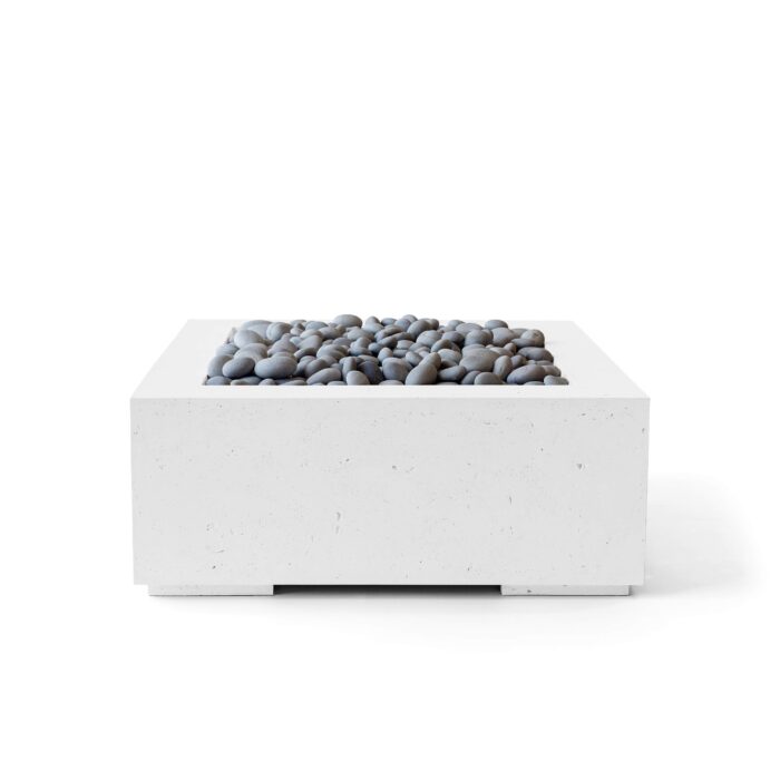 Concrete fire pit with pebbles on a white background