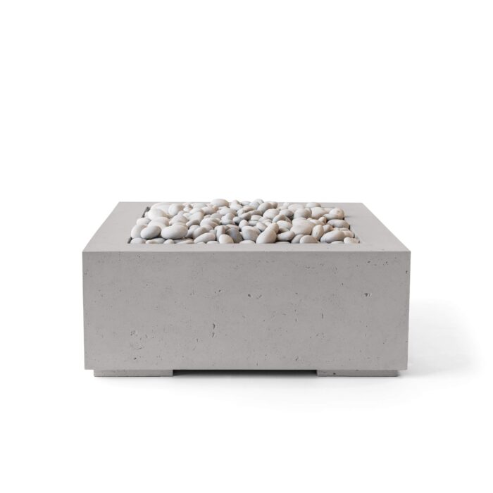 Concrete fire pit with pebbles on a white background