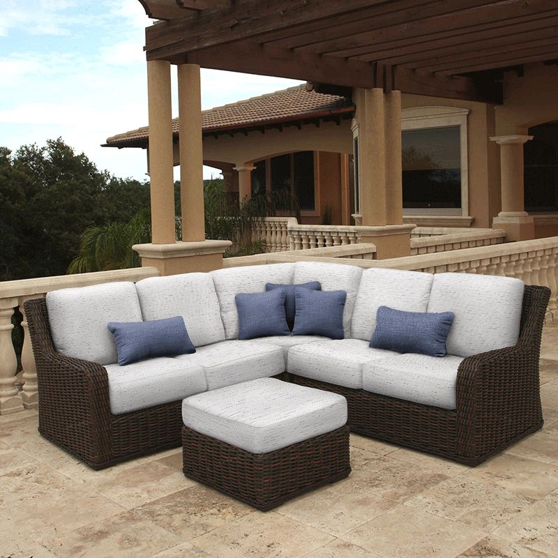Laurent Right Loveseat Section Outdoor Patio Wicker Cushion Seat