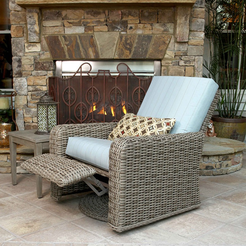 Laurent Swivel Recliner Outdoor Patio Wicker Cushion Lounge Chair