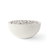 Concrete bowl filled with pebbles on a white background