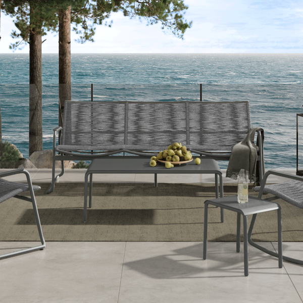 Cabana Sofa Outdoor Patio Aluminum Couch Stackable Eco Weave Seating