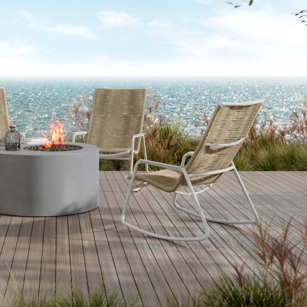 Cabana High Back Rocker Outdoor Patio Aluminum Stackable Eco Weave Chair